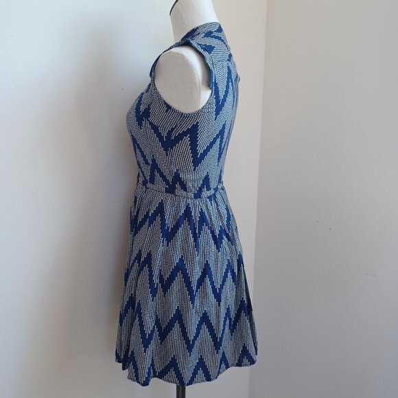 Anthropologie 11 1 TYLHO West Street Dress Blue Chevron Zig Zag Print Womens XS - Picture 7 of 15
